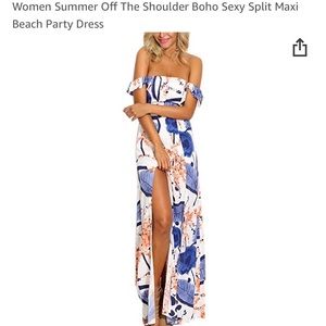 Sexy off the shoulder maxi dress with side slit